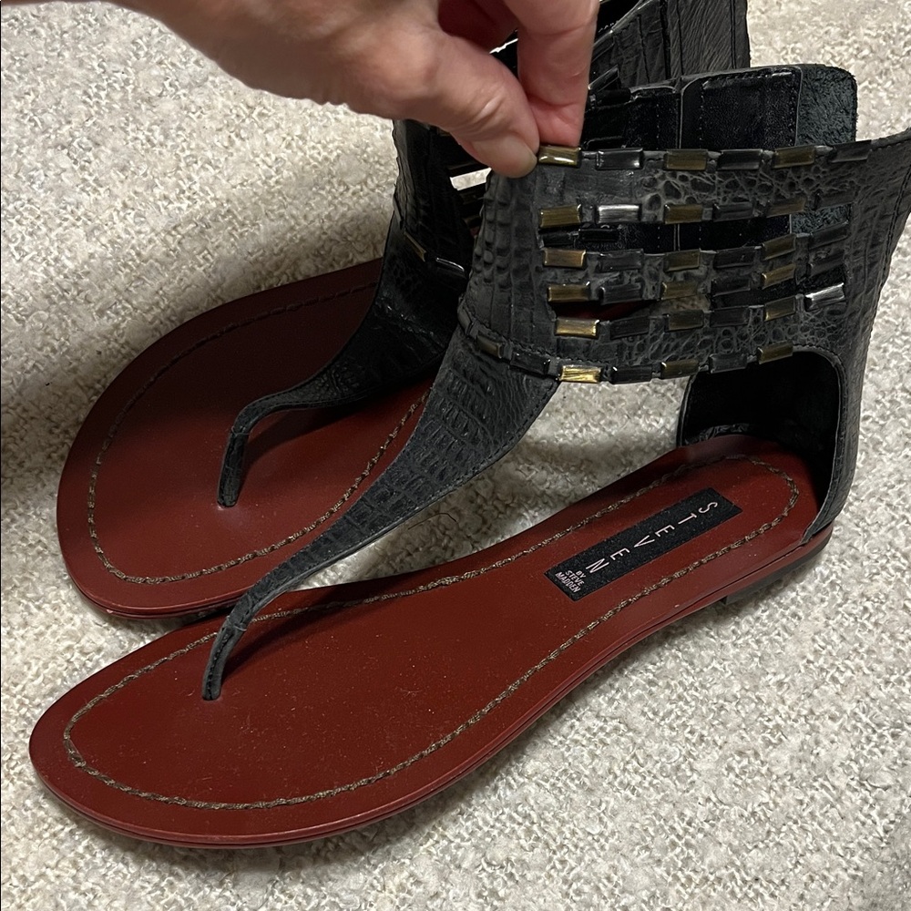 Steve Madden Black and Brown Sandals